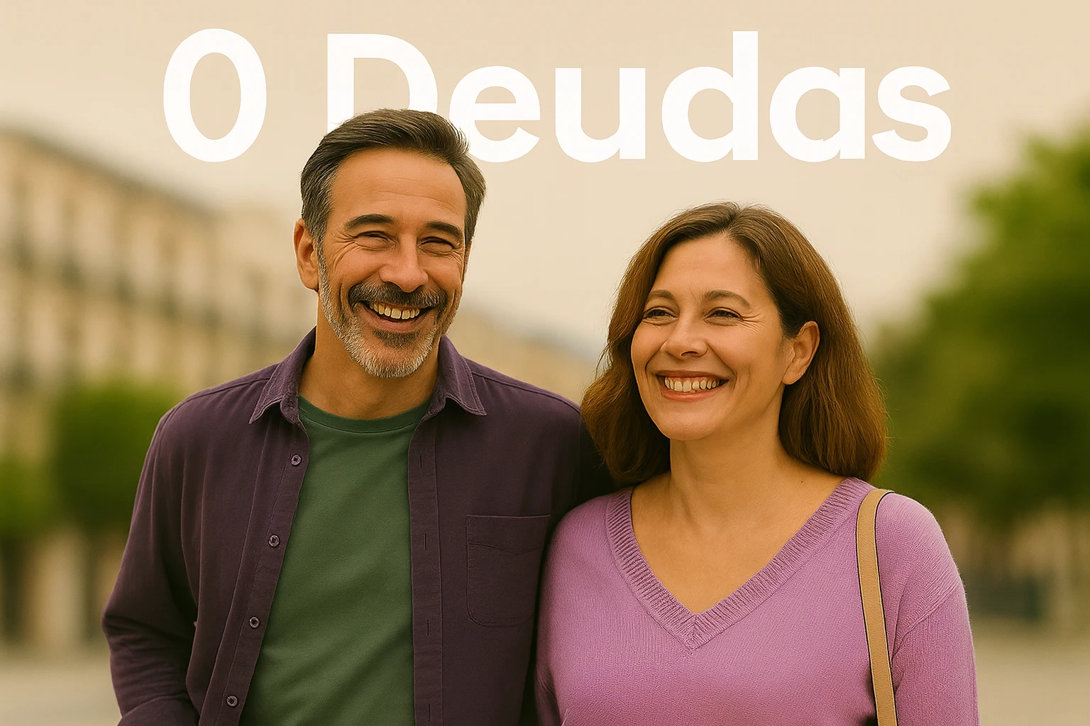 Pareja sonriente representando la libertad financiera tras cancelar deudas con Abogados Ley Segunda Oportunidad