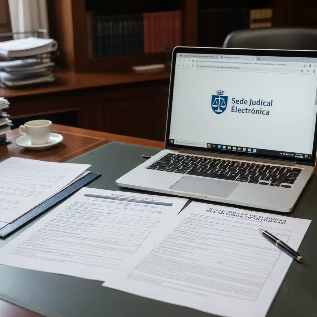 Portátil con la Sede Judicial Electrónica y formularios de la Ley de Segunda Oportunidad