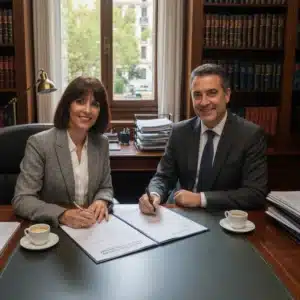 Abogado de Segunda Oportunidad revisa expediente y formularios con cliente en despacho