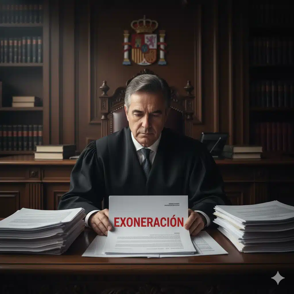 Juez firmando la resolución de exoneración de deudas en la Ley de Segunda Oportunidad